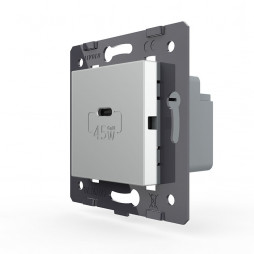 Розетка USB type C с блоком питания 45W Livolo, цвет серый (механизм)