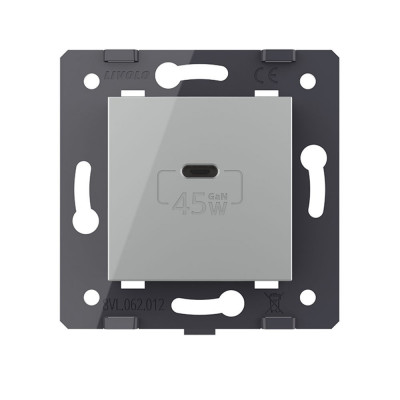 Розетка USB type C с блоком питания 45W Livolo, цвет серый (механизм) VL-FCUC-2IP Розетка USB type C с блоком питания 45W Livolo, цвет серый (механизм) VL-FCUC-2IP