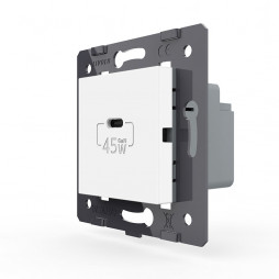 Розетка USB type C с блоком питания 45W Livolo, цвет белый (механизм)