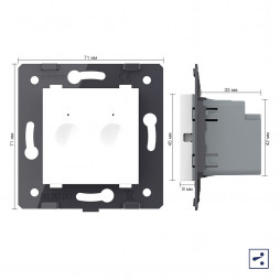 Двухклавишный проходной сенсорный выключатель Livolo Module, цвет белый (механизм)