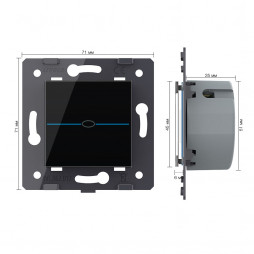 Одноклавишный сенсорный выключатель Livolo Quadro, цвет черный (механизм)