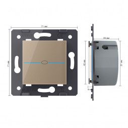Одноклавишный сенсорный выключатель Livolo Quadro, цвет золотой (механизм)