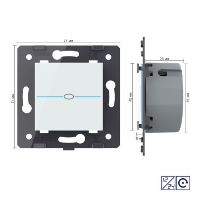 Одноклавишная сенсорная кнопка Livolo Quadro 12/24В, цвет белый (механизм) VL-Q7-01CH-11 Одноклавишная сенсорная кнопка Livolo Quadro 12/24В, цвет белый (механизм) VL-Q7-01CH-11
