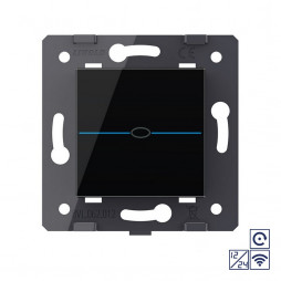 Одноклавишная сенсорная кнопка Livolo Quadro 12/24В с функцией радиоуправления, цвет черный (механизм)