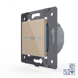 Одноклавишная сенсорная кнопка Livolo Quadro 12/24В с функцией радиоуправления, цвет золотой (механизм)
