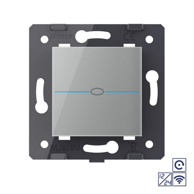 Одноклавишная сенсорная кнопка Livolo Quadro 12/24В с функцией радиоуправления, цвет серый (механизм) VL-Q7-01CHR-15 Одноклавишная сенсорная кнопка Livolo Quadro 12/24В с функцией радиоуправления, цвет серый (механизм) VL-Q7-01CHR-15