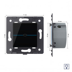 Одноклавишный сенсорный диммер Livolo Quadro, цвет черный (механизм)