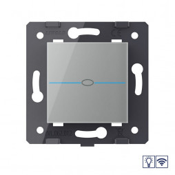 Одноклавишный сенсорный диммер Livolo Quadro с функцией радиоуправления, цвет серый (механизм)