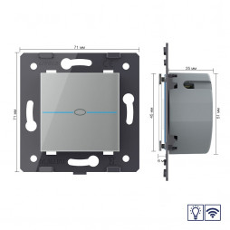 Одноклавишный сенсорный диммер Livolo Quadro с функцией радиоуправления, цвет серый (механизм)