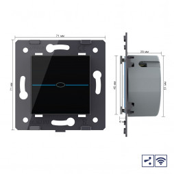 Одноклавишный проходной сенсорный выключатель Livolo Quadro с функцией радиоуправления, цвет белый (механизм)