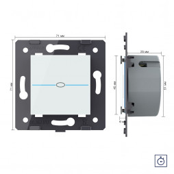Одноклавишный сенсорный выключатель с таймером Livolo Quadro, цвет белый (механизм)