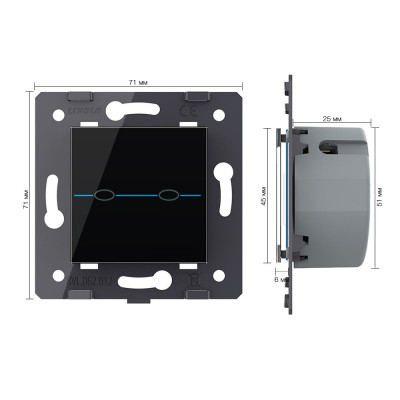 Двухклавишный сенсорный выключатель Livolo Quadro, цвет черный (механизм) VL-Q7-02-12 Двухклавишный сенсорный выключатель Livolo Quadro, цвет черный (механизм) VL-Q7-02-12