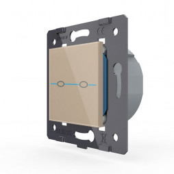 Двухклавишный сенсорный выключатель Livolo Quadro, цвет золотой (механизм)