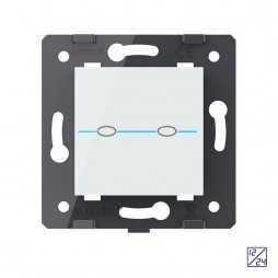 Двухклавишный сенсорный выключатель Livolo Quadro 12/24В, цвет белый (механизм)