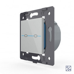 Двухклавишный сенсорный выключатель Livolo Quadro 12/24В, цвет серый (механизм)