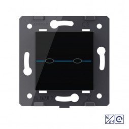 Двухклавишная сенсорная кнопка Livolo Quadro 12/24В, цвет черный (механизм)