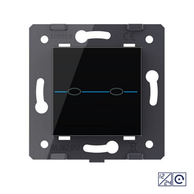 Двухклавишная сенсорная кнопка Livolo Quadro 12/24В, цвет черный (механизм) VL-Q7-02CH-12 Двухклавишная сенсорная кнопка Livolo Quadro 12/24В, цвет черный (механизм) VL-Q7-02CH-12