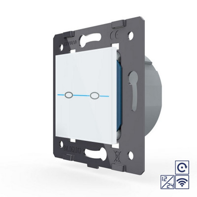 Двухклавишная сенсорная кнопка Livolo Quadro 12/24В с функцией радиоуправления, цвет белый (механизм) VL-Q7-02CHR-11 Двухклавишная сенсорная кнопка Livolo Quadro 12/24В с функцией радиоуправления, цвет белый (механизм) VL-Q7-02CHR-11