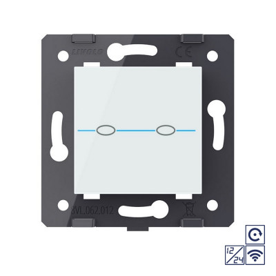 Двухклавишная сенсорная кнопка Livolo Quadro 12/24В с функцией радиоуправления, цвет белый (механизм) VL-Q7-02CHR-11 Двухклавишная сенсорная кнопка Livolo Quadro 12/24В с функцией радиоуправления, цвет белый (механизм) VL-Q7-02CHR-11