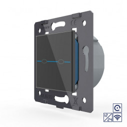Двухклавишная сенсорная кнопка Livolo Quadro 12/24В с функцией радиоуправления, цвет черный (механизм)