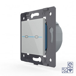 Двухклавишная сенсорная кнопка Livolo Quadro 12/24В с функцией радиоуправления, цвет серый (механизм)