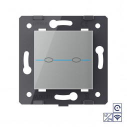 Двухклавишная сенсорная кнопка Livolo Quadro 12/24В с функцией радиоуправления, цвет серый (механизм)