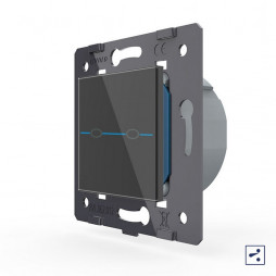 Двухклавишный проходной сенсорный выключатель Livolo Quadro, цвет черный (механизм)
