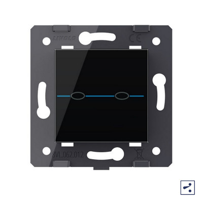 Двухклавишный проходной сенсорный выключатель Livolo Quadro, цвет черный (механизм) VL-Q7-02S-12 Двухклавишный проходной сенсорный выключатель Livolo Quadro, цвет черный (механизм) VL-Q7-02S-12