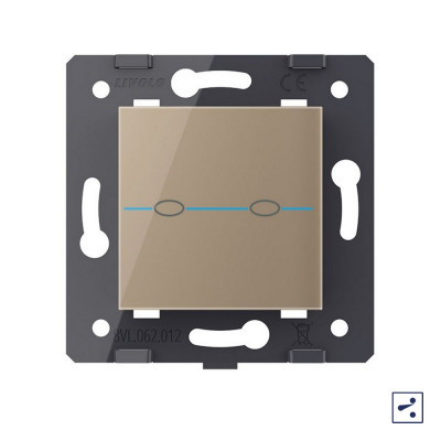 Двухклавишный проходной сенсорный выключатель Livolo Quadro, цвет золотой (механизм) VL-Q7-02S-13 Двухклавишный проходной сенсорный выключатель Livolo Quadro, цвет золотой (механизм) VL-Q7-02S-13