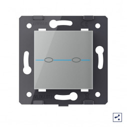 Двухклавишный проходной сенсорный выключатель Livolo Quadro, цвет серый (механизм)