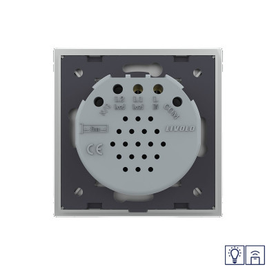 Одноклавишный сенсорный диммер Livolo Quadro с функцией радиоуправления, 1 пост, цвет серый VL-Q701DR-15 Одноклавишный сенсорный диммер Livolo Quadro с функцией радиоуправления, 1 пост, цвет серый VL-Q701DR-15