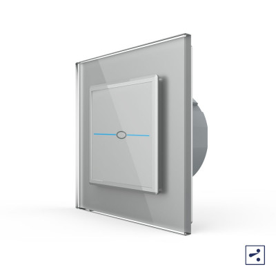 Одноклавишный проходной/перекрестный сенсорный выключатель Livolo Quadro, 1 пост, цвет серый VL-Q701S-15 Одноклавишный проходной/перекрестный сенсорный выключатель Livolo Quadro, 1 пост, цвет серый VL-Q701S-15