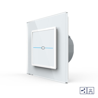 Одноклавишный проходной/перекрестный сенсорный выключатель Livolo Quadro с функцией радиоуправления, 1 пост, цвет белый VL-Q701SR-11 Одноклавишный проходной/перекрестный сенсорный выключатель Livolo Quadro с функцией радиоуправления, 1 пост, цвет белый VL-Q701SR-11