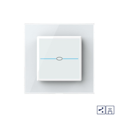 Одноклавишный проходной/перекрестный сенсорный выключатель Livolo Quadro с функцией радиоуправления, 1 пост, цвет белый VL-Q701SR-11 Одноклавишный проходной/перекрестный сенсорный выключатель Livolo Quadro с функцией радиоуправления, 1 пост, цвет белый VL-Q701SR-11