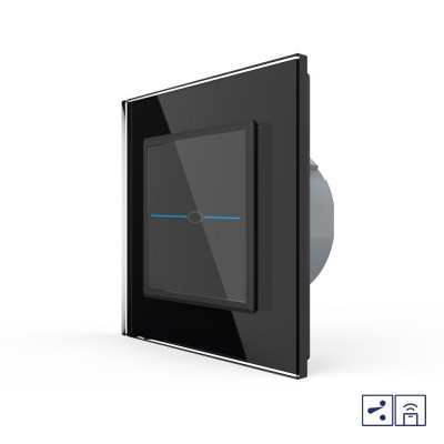 Одноклавишный проходной/перекрестный сенсорный выключатель Livolo Quadro с функцией радиоуправления, 1 пост, цвет черный VL-Q701SR-12 Одноклавишный проходной/перекрестный сенсорный выключатель Livolo Quadro с функцией радиоуправления, 1 пост, цвет черный VL-Q701SR-12