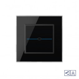 Одноклавишный проходной/перекрестный сенсорный выключатель Livolo Quadro с функцией радиоуправления, 1 пост, цвет черный