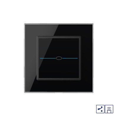 Одноклавишный проходной/перекрестный сенсорный выключатель Livolo Quadro с функцией радиоуправления, 1 пост, цвет черный VL-Q701SR-12 Одноклавишный проходной/перекрестный сенсорный выключатель Livolo Quadro с функцией радиоуправления, 1 пост, цвет черный VL-Q701SR-12