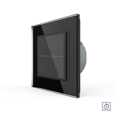 Одноклавишный сенсорный выключатель с таймером Livolo Quadro, 1 пост, цвет черный VL-Q701T-12 Одноклавишный сенсорный выключатель с таймером Livolo Quadro, 1 пост, цвет черный VL-Q701T-12