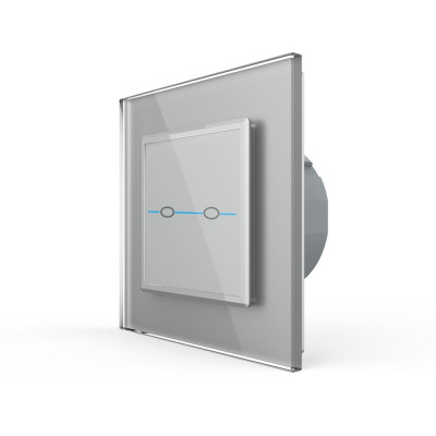 Двухклавишный сенсорный выключатель Livolo Quadro, 1 пост, цвет серый VL-Q702-15 Двухклавишный сенсорный выключатель Livolo Quadro, 1 пост, цвет серый VL-Q702-15
