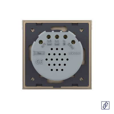 Сенсорный выключатель для штор Livolo Quadro сухой контакт, 1 пост, цвет золотой VL-Q702NW-13 Сенсорный выключатель для штор Livolo Quadro сухой контакт, 1 пост, цвет золотой VL-Q702NW-13
