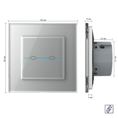 Сенсорный выключатель для штор Livolo Quadro сухой контакт, 1 пост, цвет серый VL-Q702NW-15 Сенсорный выключатель для штор Livolo Quadro сухой контакт, 1 пост, цвет серый VL-Q702NW-15
