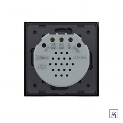 Двухклавишный сенсорный выключатель Livolo Quadro с функцией радиоуправления, 1 пост, цвет черный