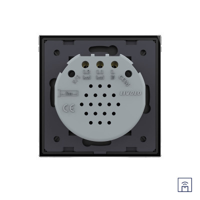 Двухклавишный сенсорный выключатель Livolo Quadro с функцией радиоуправления, 1 пост, цвет черный VL-Q702R-12 Двухклавишный сенсорный выключатель Livolo Quadro с функцией радиоуправления, 1 пост, цвет черный VL-Q702R-12