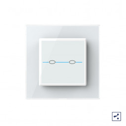 Двухклавишный проходной/перекрестный сенсорный выключатель Livolo Quadro, 1 пост, цвет белый