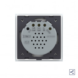 Двухклавишный проходной/перекрестный сенсорный выключатель Livolo Quadro, 1 пост, цвет белый