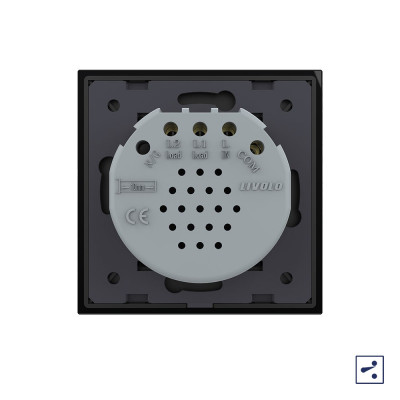Двухклавишный проходной/перекрестный сенсорный выключатель Livolo Quadro, 1 пост, цвет черный VL-Q702S-12 Двухклавишный проходной/перекрестный сенсорный выключатель Livolo Quadro, 1 пост, цвет черный VL-Q702S-12