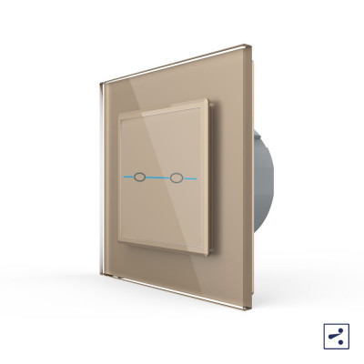 Двухклавишный проходной/перекрестный сенсорный выключатель Livolo Quadro, 1 пост, цвет золотой VL-Q702S-13 Двухклавишный проходной/перекрестный сенсорный выключатель Livolo Quadro, 1 пост, цвет золотой VL-Q702S-13