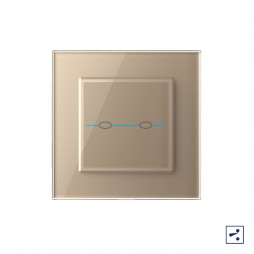 Двухклавишный проходной/перекрестный сенсорный выключатель Livolo Quadro, 1 пост, цвет золотой