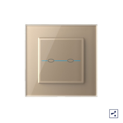Двухклавишный проходной/перекрестный сенсорный выключатель Livolo Quadro, 1 пост, цвет золотой VL-Q702S-13 Двухклавишный проходной/перекрестный сенсорный выключатель Livolo Quadro, 1 пост, цвет золотой VL-Q702S-13