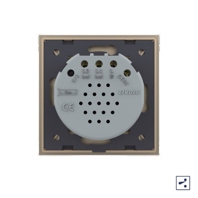 Двухклавишный проходной/перекрестный сенсорный выключатель Livolo Quadro, 1 пост, цвет золотой VL-Q702S-13 Двухклавишный проходной/перекрестный сенсорный выключатель Livolo Quadro, 1 пост, цвет золотой VL-Q702S-13